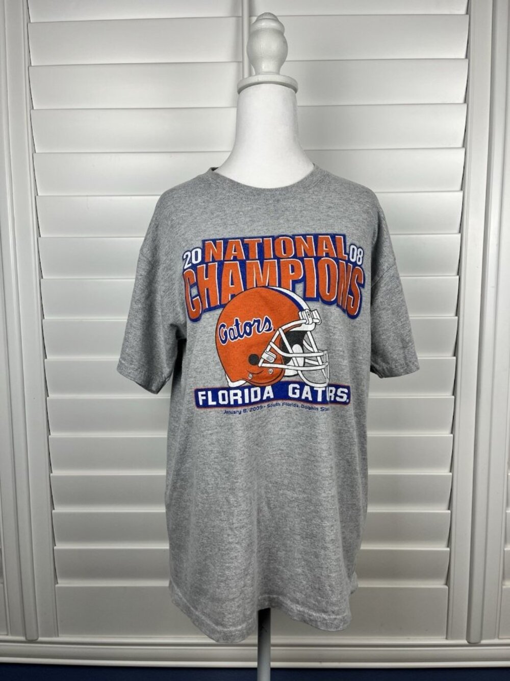 2008 Florida Gators National Champions Football Graphic T-Shirt Gray Medium